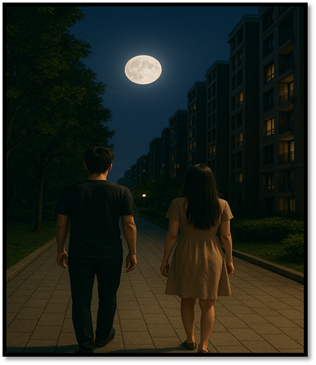 说明: A person and person walking on a sidewalk