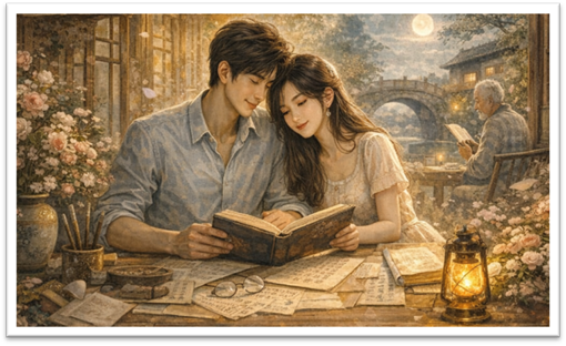 说明: A person and person reading a book